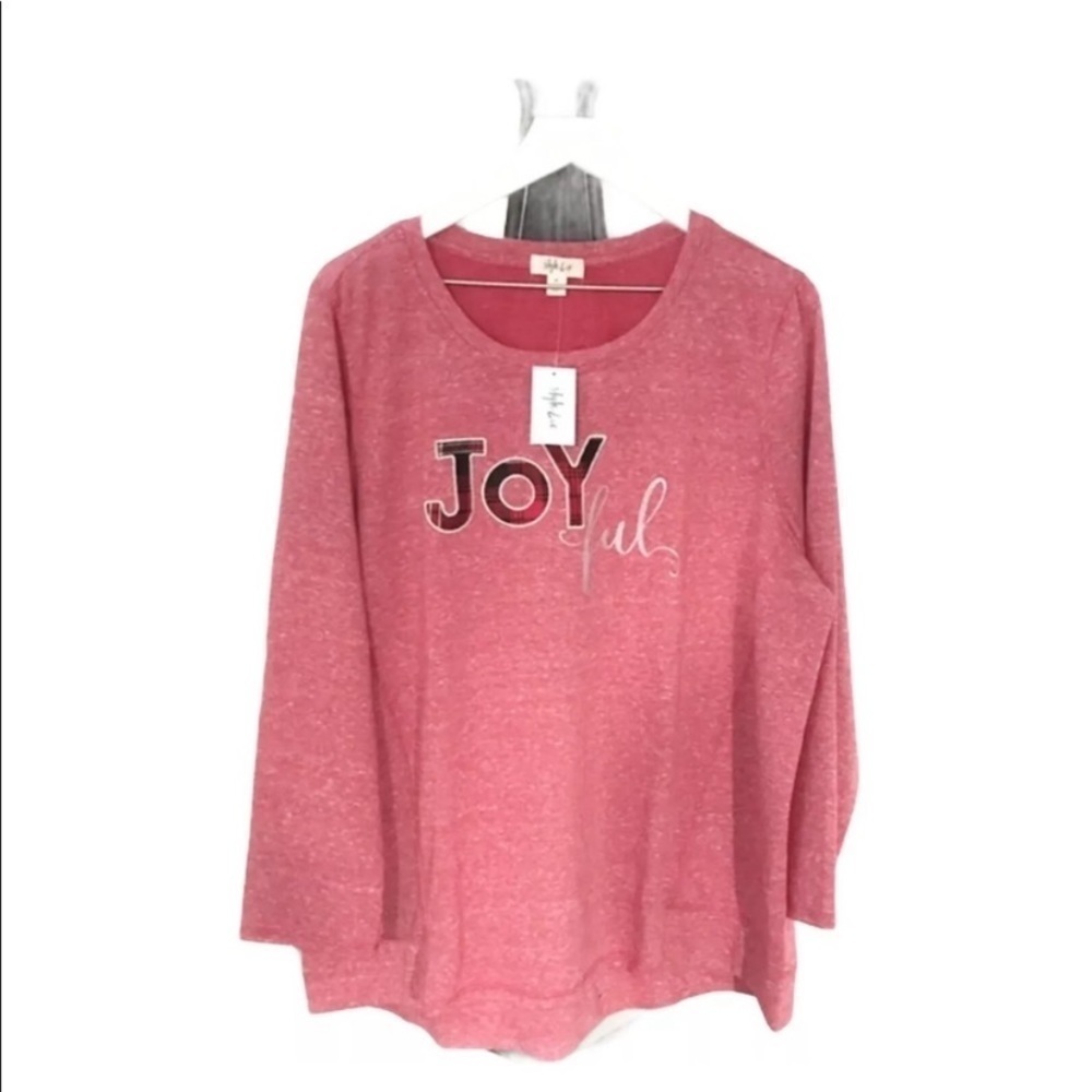 NEW Style & Co Plus Size Christmas Sweatshirt Joyful Shine Long Sleeves Size 1X - Picture 1 of 7